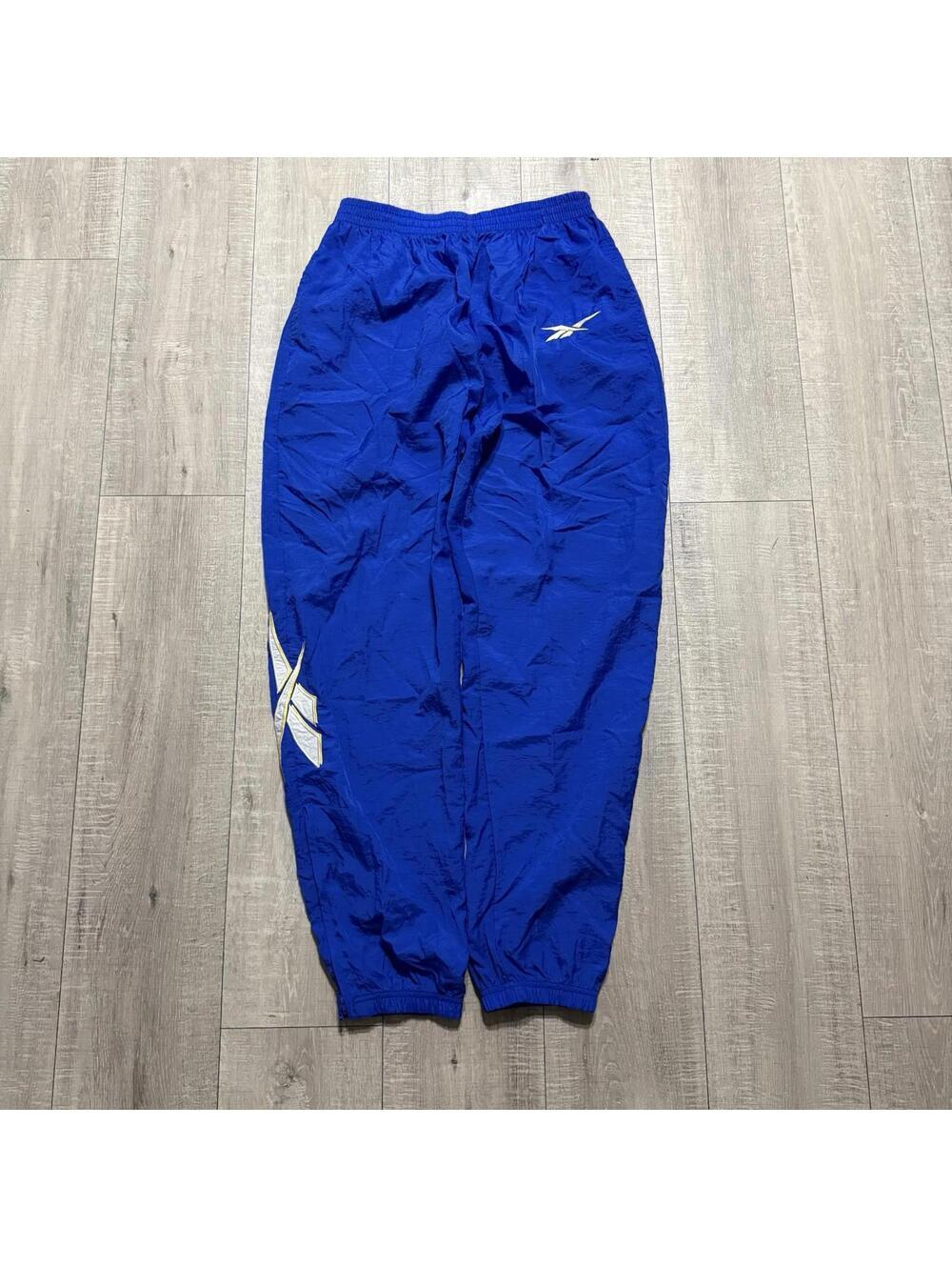 Reebok Rare Vintage Logo Blue white Windbreaker‎ Pants Men Large - Picture 2 of 8